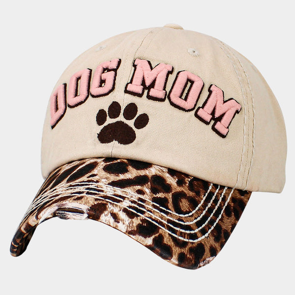 "Dog Mom" Hat - Leopard