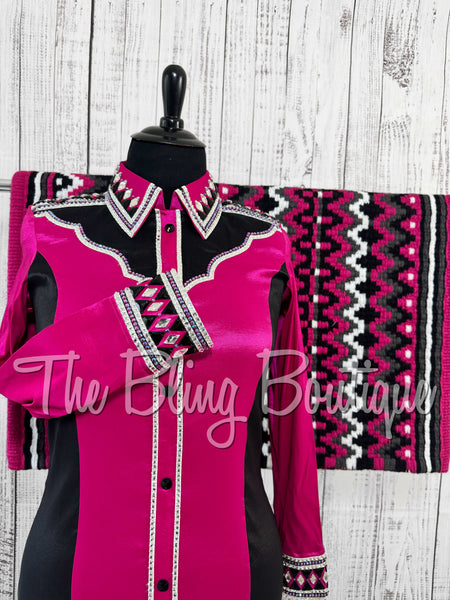 Fuchsia, Black & White Day Shirt Set (XL)