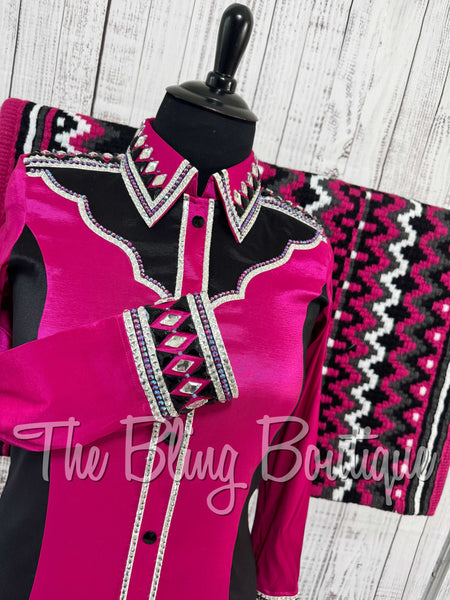 Fuchsia, Black & White Day Shirt Set (XL)