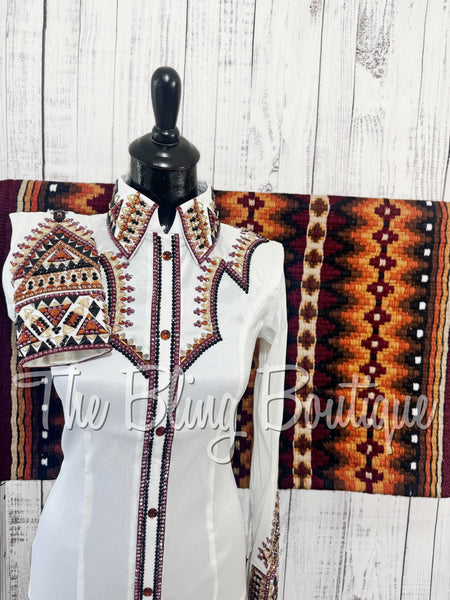 RE-ORDER White, Burgundy, Copper, Tan & Black Day Shirt Set (Choose Your Size)