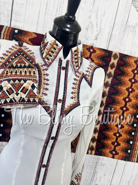 RE-ORDER White, Burgundy, Copper, Tan & Black Day Shirt Set (Choose Your Size)