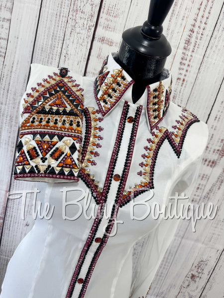 RE-ORDER White, Burgundy, Copper, Tan & Black Day Shirt Set (Choose Your Size)