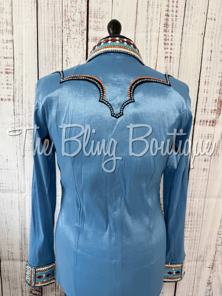 RE-ORDER Periwinkle, Copper, Black & White Day Shirt Set (Choose Your Size)