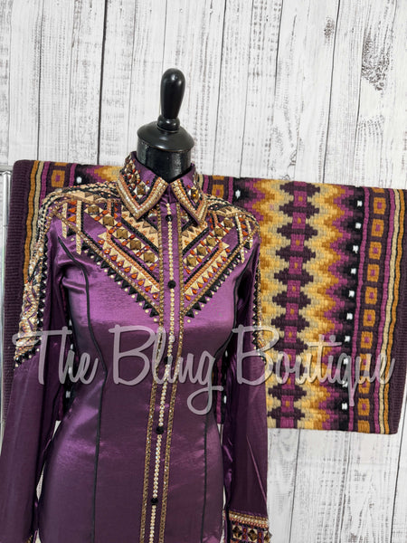 RE-ORDER Plum, Bronze, Tan & Black Day Shirt Set (Choose Your Size)