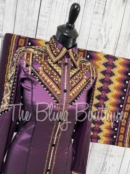 RE-ORDER Plum, Bronze, Tan & Black Day Shirt Set (Choose Your Size)