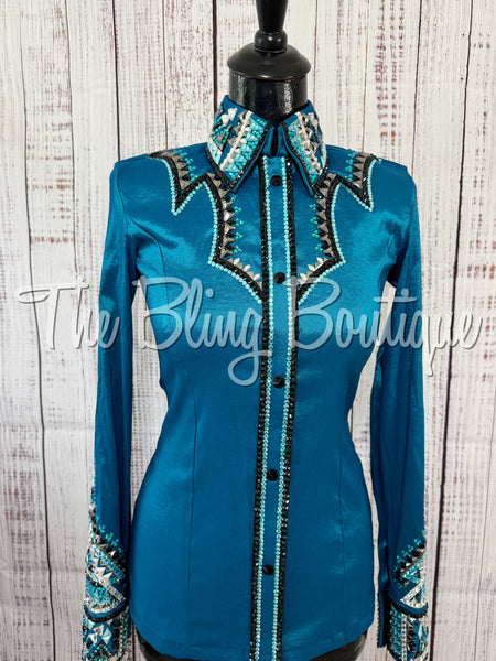Dark Turquoise, Black & Aqua Day Shirt Set (Small)