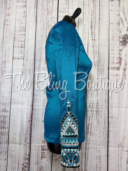 Dark Turquoise, Black & Aqua Day Shirt Set (Small)