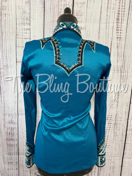 Dark Turquoise, Black & Aqua Day Shirt Set (Small)