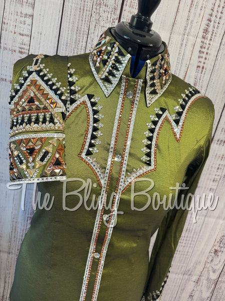 RE-ORDER Olive Green, Tan, Copper, Black & White Day Shirt Set (Choose Your Size)