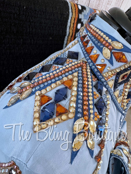 RE-ORDER Ice Blue, Periwinkle, Copper & Tan Day Shirt Set (Choose Your Size)