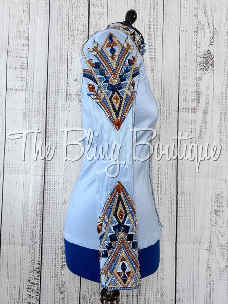 RE-ORDER Ice Blue, Periwinkle, Copper & Tan Day Shirt Set (Choose Your Size)