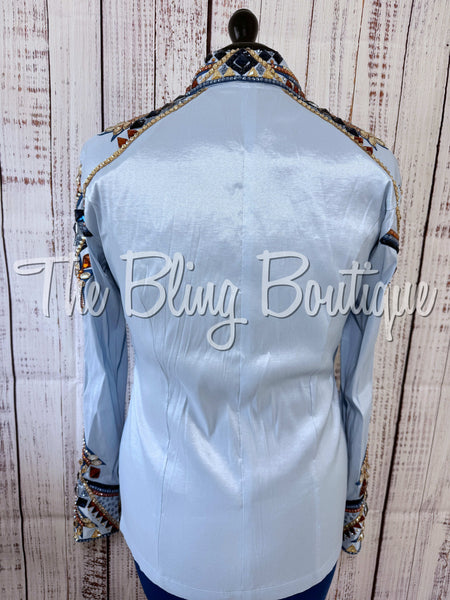 RE-ORDER Ice Blue, Periwinkle, Copper & Tan Day Shirt Set (Choose Your Size)