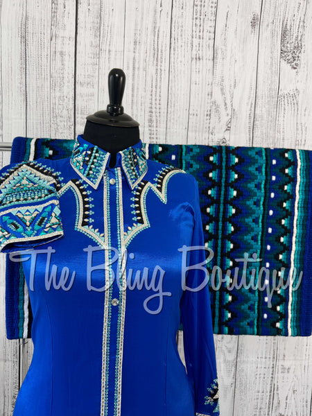 Royal Blue, Teal & Turquoise Day Shirt Set (XL)
