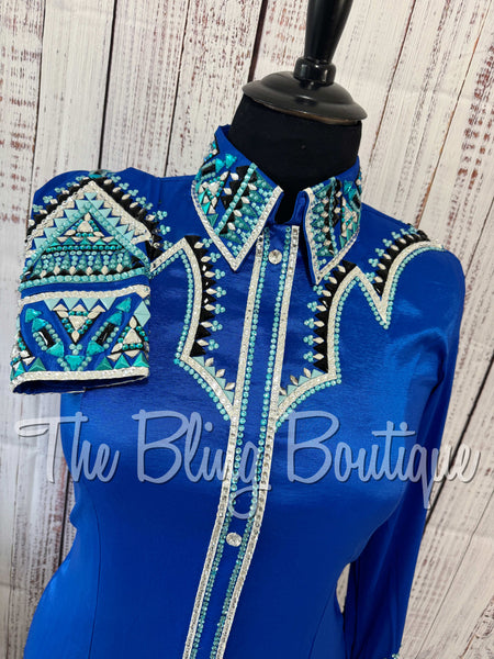 Royal Blue, Teal & Turquoise Day Shirt Set (XL)