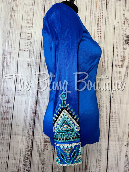 Royal Blue, Teal & Turquoise Day Shirt Set (XL)