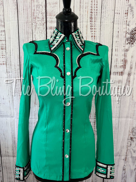 Kelly Green, Black & White Day Shirt Set (Small)
