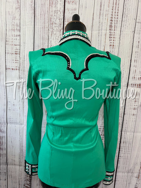 Kelly Green, Black & White Day Shirt Set (Small)