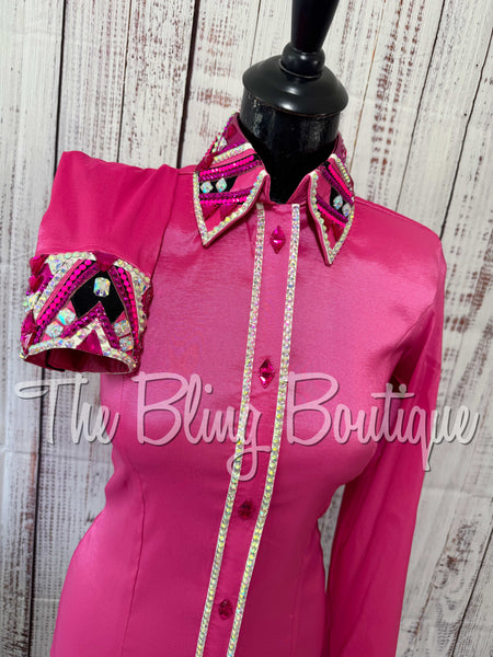 Pink, Fuchsia, Black & White Day Shirt Set (Small)