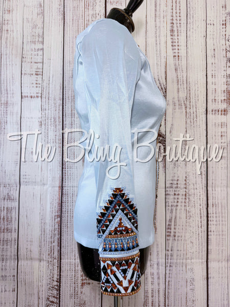 RE-ORDER Ice Blue, Periwinkle, Copper & Black Day Shirt Set (Choose Your Size)