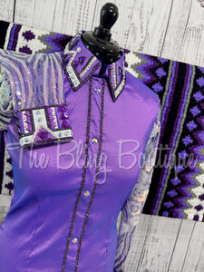 Lavender, Purple & White Day Shirt Set With Lace Sleeves (L)