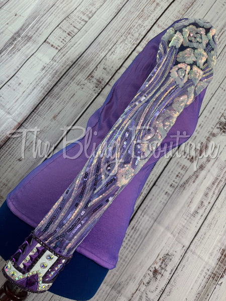 Lavender, Purple & White Day Shirt Set With Lace Sleeves (L)