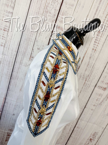 White, Periwinkle Blue & Tan Day Shirt Set (XS/S)