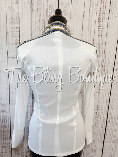 White, Periwinkle Blue & Tan Day Shirt Set (XS/S)