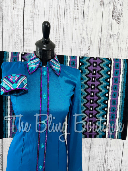 Dark Turquoise & Purple Day Shirt Set (Small)