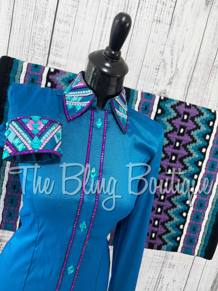 Dark Turquoise & Purple Day Shirt Set (Small)
