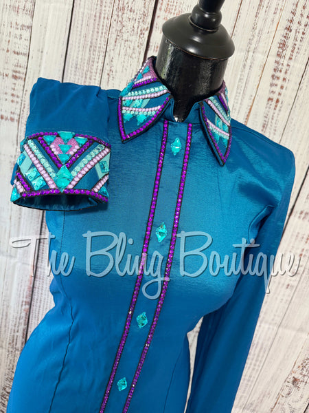 Dark Turquoise & Purple Day Shirt Set (Small)