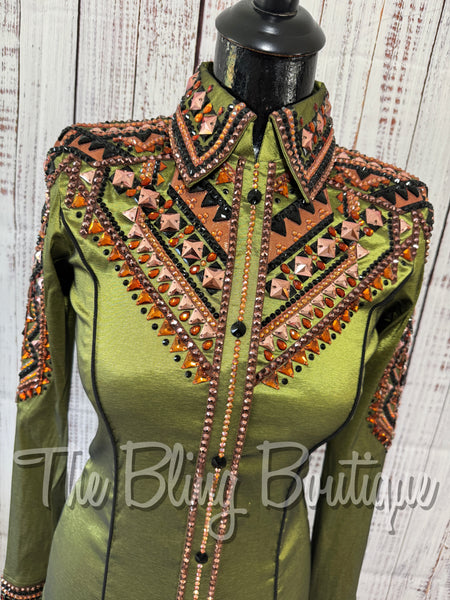 RE-ORDER Light Olive Green, Copper & Black Day Shirt Set (Choose Your Size)