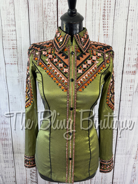 RE-ORDER Light Olive Green, Copper & Black Day Shirt Set (Choose Your Size)