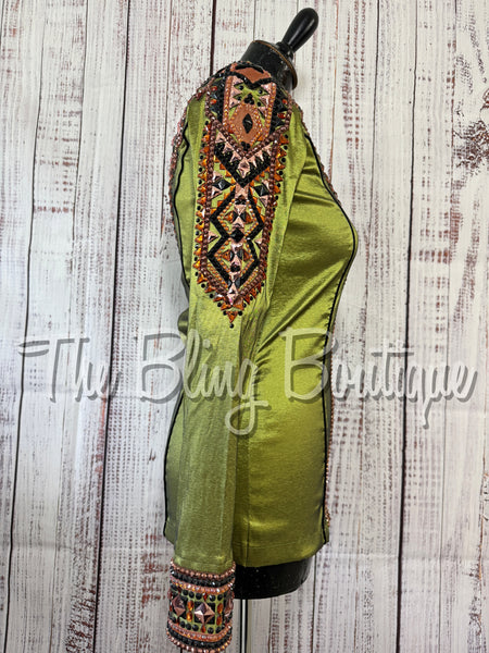 RE-ORDER Light Olive Green, Copper & Black Day Shirt Set (Choose Your Size)
