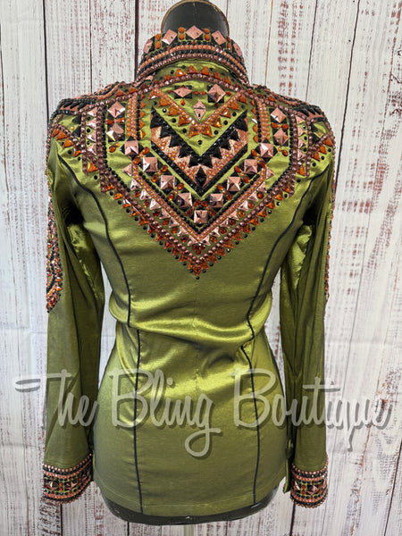 RE-ORDER Light Olive Green, Copper & Black Day Shirt Set (Choose Your Size)