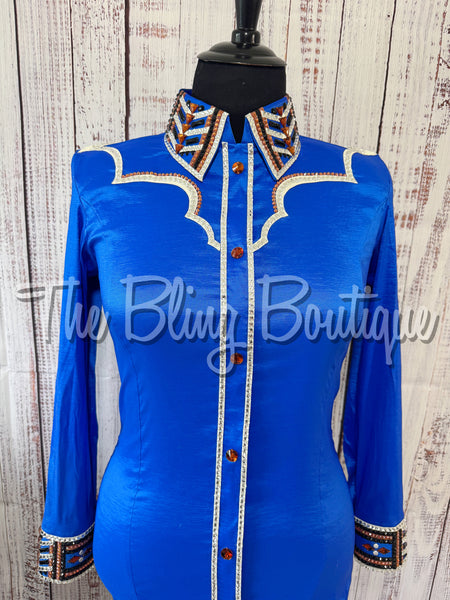 Royal Blue, Copper, White & Black Day Shirt Set (XL)