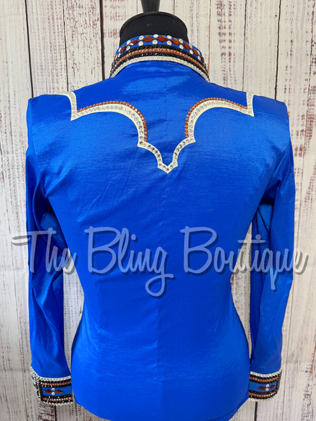 Royal Blue, Copper, White & Black Day Shirt Set (XL)