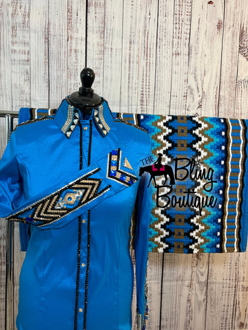 Malibu Blue & Tan Day Shirt Set (L)