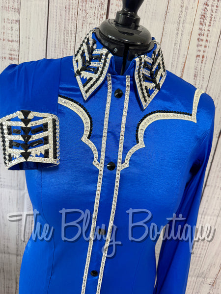 Royal Blue, Black & White Day Shirt Set (Medium)