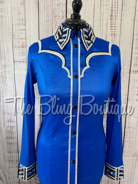 Royal Blue, Black & White Day Shirt Set (Medium)