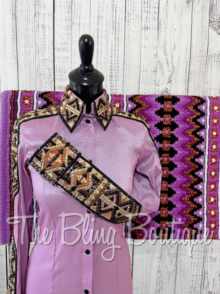 Lilac, Copper, Tan & Black Day Shirt Set (Medium)