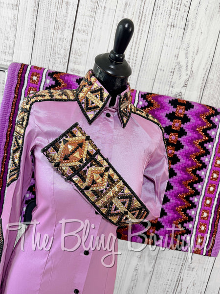 Lilac, Copper, Tan & Black Day Shirt Set (Medium)