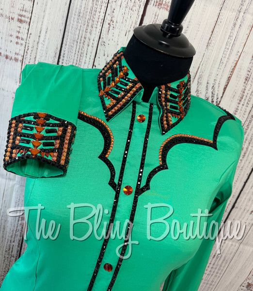 Kelly Green, Copper & Black Day Shirt Set (XL)