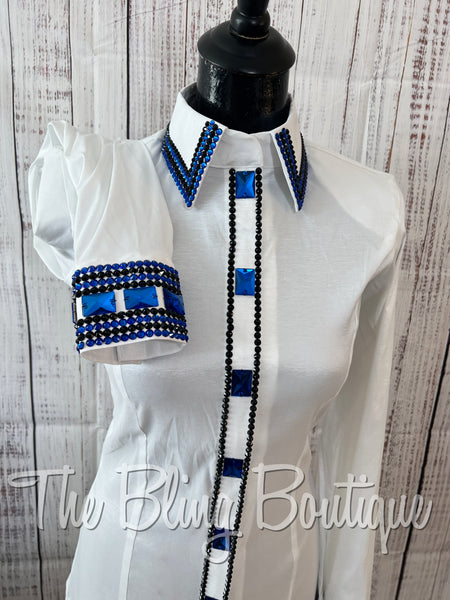 White & Royal Blue Day Shirt Set (M)