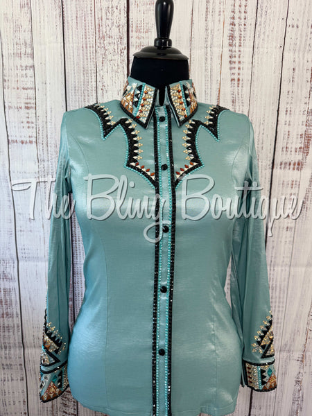 RE-ORDER Soft Mint, Rust, Tan & Black Day Shirt Set (Choose Your Size)