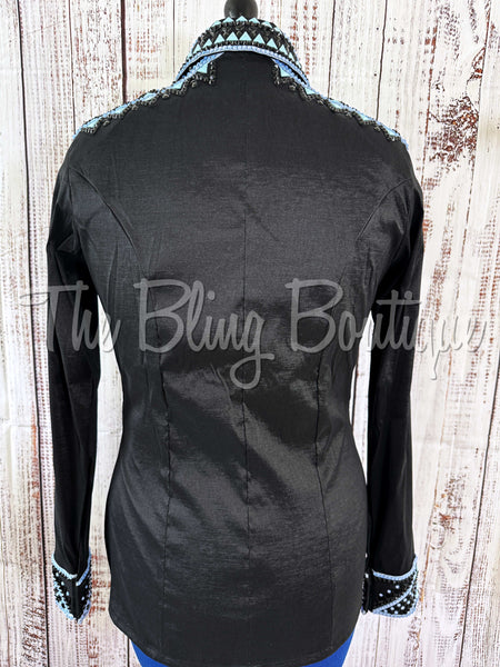 Black, Periwinkle & Aqua Day Shirt Set (L)