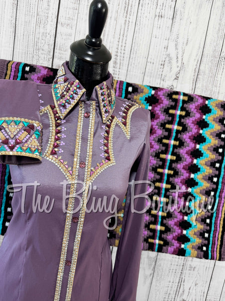 Orchid, Plum, Teal & Tan Day Shirt Set (Small)