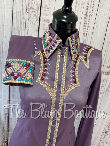 Orchid, Plum, Teal & Tan Day Shirt Set (Small)