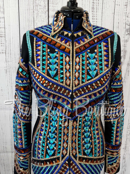 RE-ORDER Black, Turquoise, Royal Blue, Copper & Tan Showmanship Jacket (Choose Your Size)