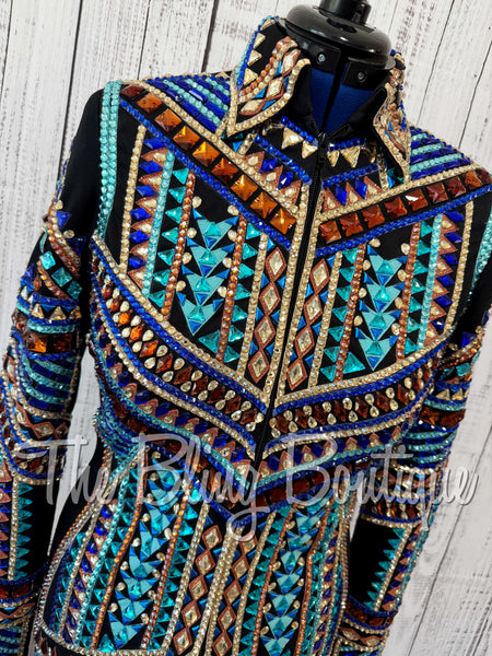 RE-ORDER Black, Turquoise, Royal Blue, Copper & Tan Showmanship Jacket (Choose Your Size)