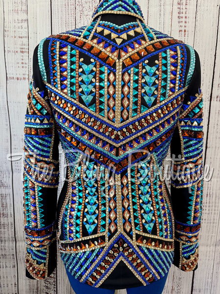 RE-ORDER Black, Turquoise, Royal Blue, Copper & Tan Showmanship Jacket (Choose Your Size)